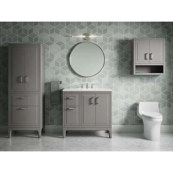 KOHLER Seer 36 in. W x 18 in. D x 36 in. H Single Sink Freestanding Bath Vanity in Mohair Grey with Quartz Top