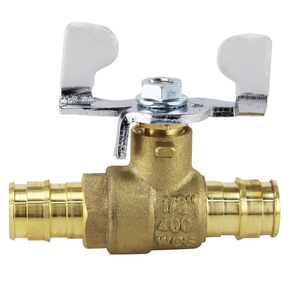 Apollo 1/2 in. Brass PEXA Barb Ball Valve with Tee Handle EPXV12T