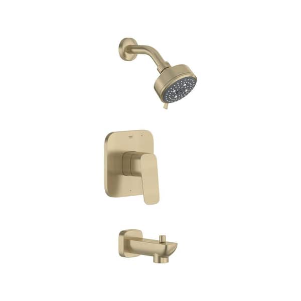 Cubeo 1-Handle Wall Mount Shower and Tub Trim Kit in Brushed Nickel Infinity with Shower Head(Valve/Handles NotIncluded)