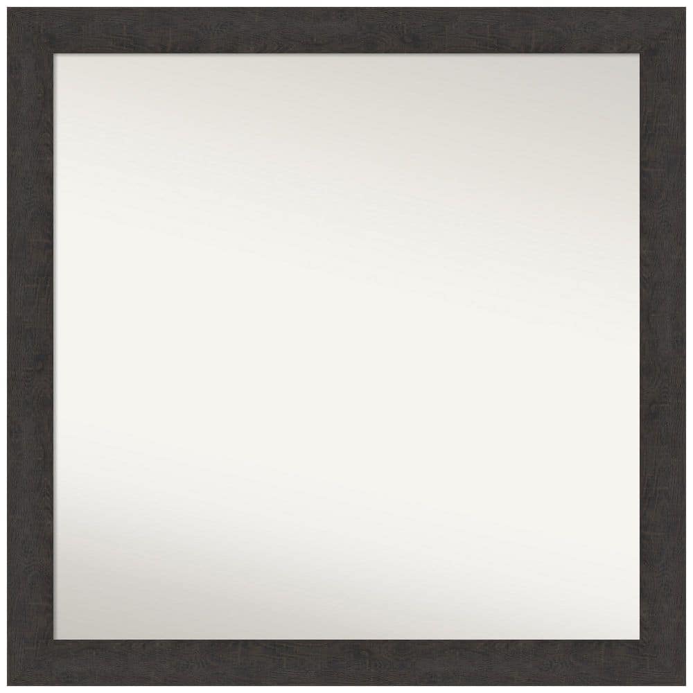 Amanti Art Rustic Plank Espresso Narrow 29.5 in. W x 29.5 in. H Non-Beveled Bathroom Wall Mirror in Brown