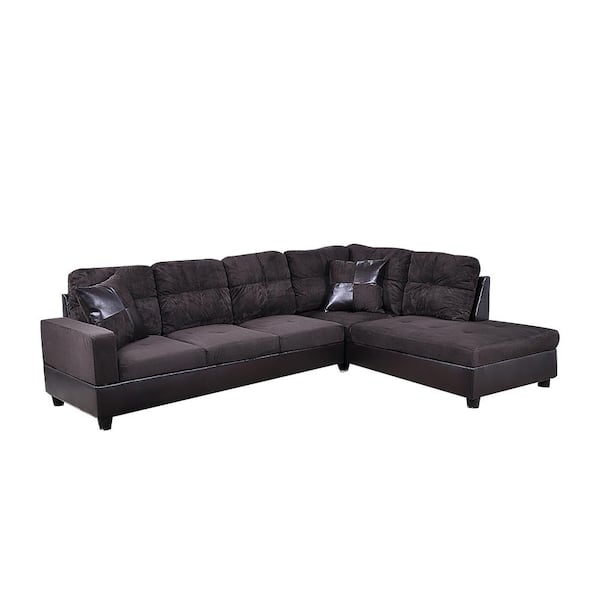 Star Home Living 104 in. Square Arm 2-Piece Fabric L-Shaped Sectional Sofa in Brown