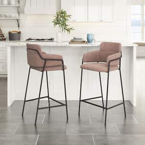 Marcel 26 in. Solid Back Plywood Frame Counter Stool with 100% Polyester Seat - (Set of 2)