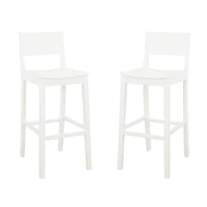 Parker 30in. Seat White Low back Wood frame Barstool with wood seat (Set of 2)