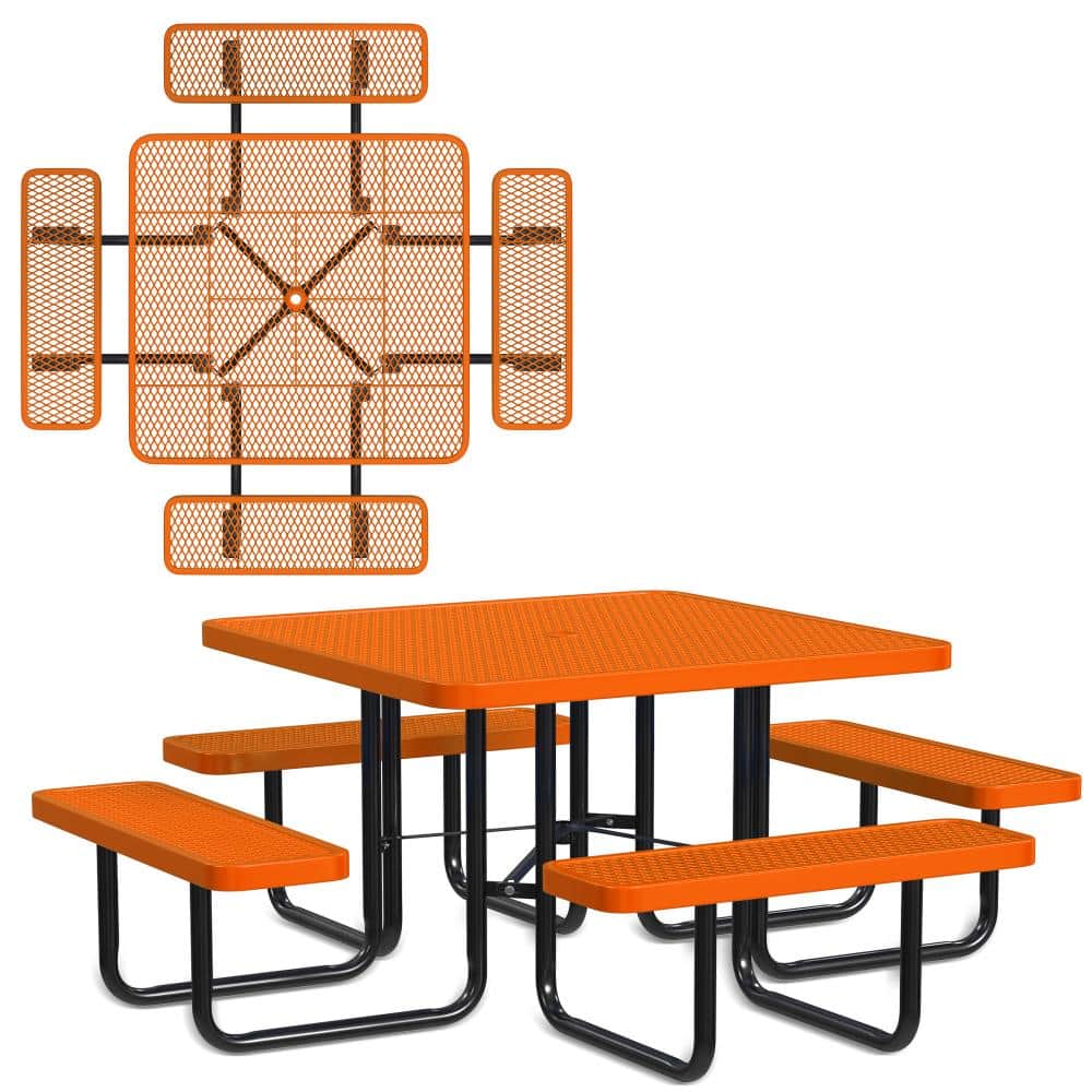 46 in. Square Portable Outdoor Commercial Metal Picnic Table
