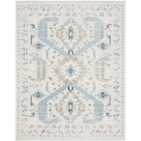Nourison Lennox Ivory/Grey 9 ft. x 12 ft. Bordered Transitional Area Rug