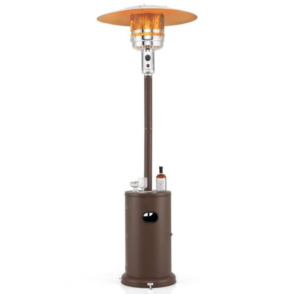 50,000 BTU Brown Outdoor Propane Patio Heater with Round Table Design, Tip-Over Protection, Freestanding Outdoor Heater