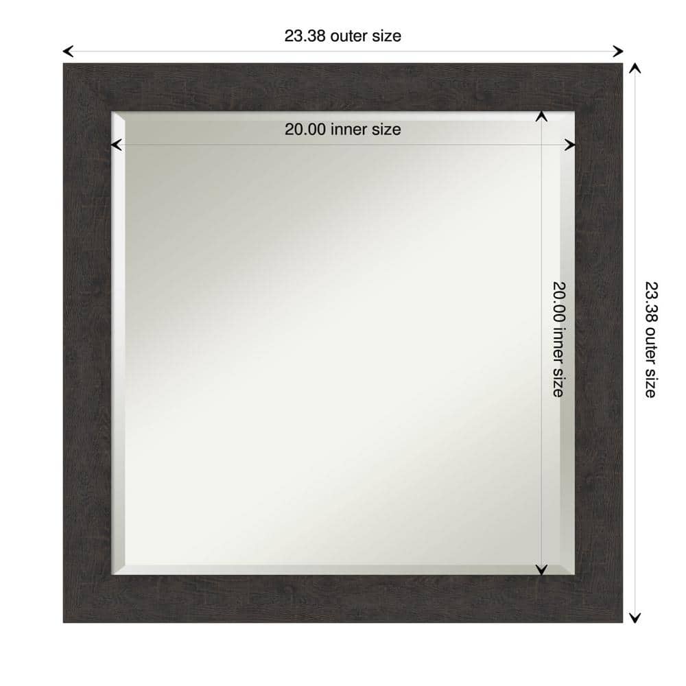 Rustic Plank Espresso Square Woodgrain Wall Mirror 23.38"