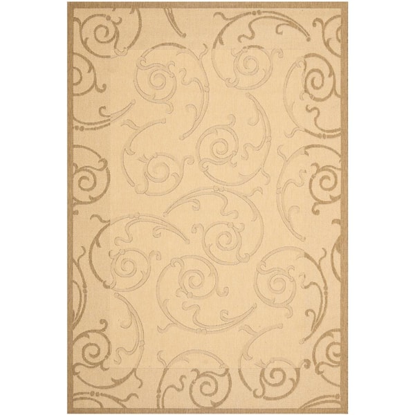 SAFAVIEH Courtyard Natural/Brown 4 ft. x 6 ft. Border Indoor/Outdoor Patio  Area Rug