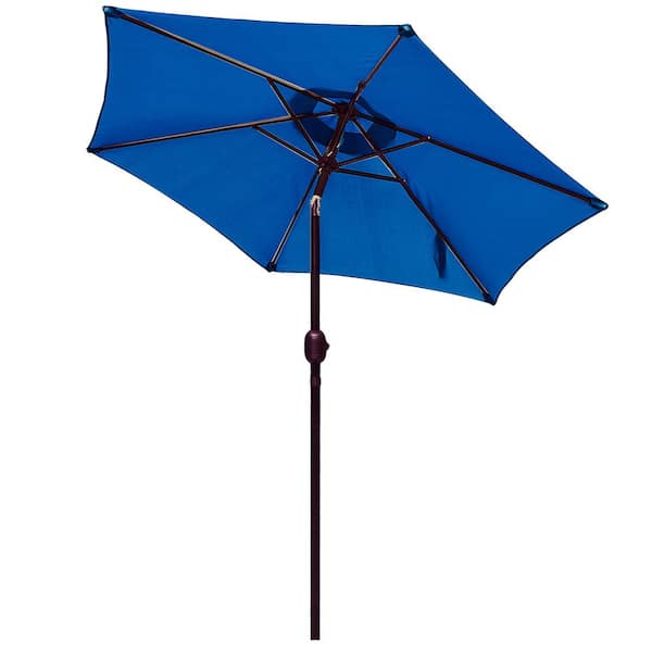 LAUREL CANYON 7.5 ft. Market Push Button Tilt and Crank Patio Umbrella Table in Dark blue