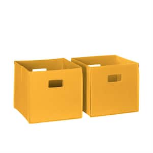 10 in. H x 10.5 in. W x 10.5 in. D Yellow Fabric Cube Storage Bin 2-Pack