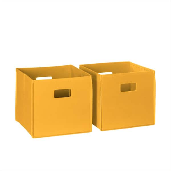 RiverRidge Home 10 in. H x 10.5 in. W x 10.5 in. D Yellow Fabric Cube Storage Bin 2-Pack