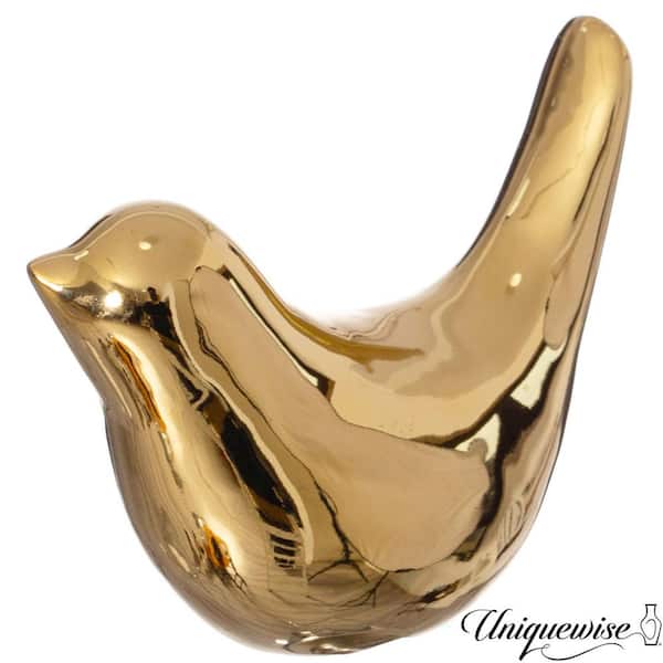 Uniquewise Gold 5 in. x 3 in. Bird Ceramic Sculpture. 4.3 in. High