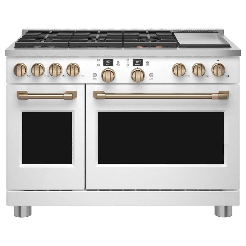 48 in. 8.25 cu. ft. Smart Double Oven Dual Fuel Range with Self-Cleaning Convection Oven in Matte White price history on PriceWatchPro