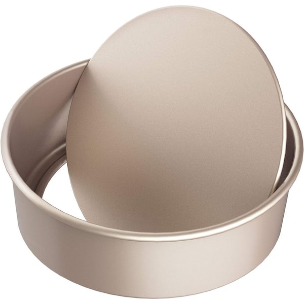 6-Cup Carbon Steel Round Cake Pan Nonstick Removable Loose Bottom Oven Bakeware Champagne Gold 1 Piece