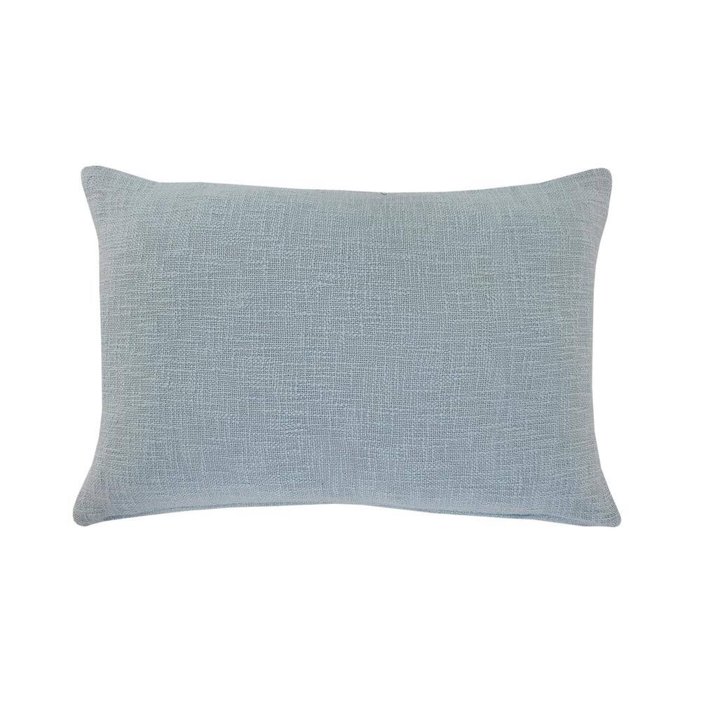 Modern Sky Blue and White Tufted Rectangular Throw Pillow, 16" x 24"