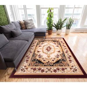 Dulcet 9 ft. x 13 ft. Versaille Traditional Medallion Black Area Rug