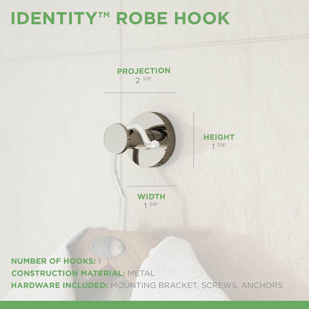 Polished Chrome Metal Wall-Mounted Robe Hook