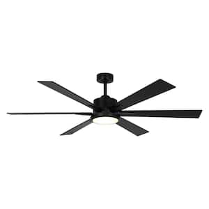 65 in. Indoor Black Ceiling Fan with Warm White Integrated LED, Reversible Motor and Remote
