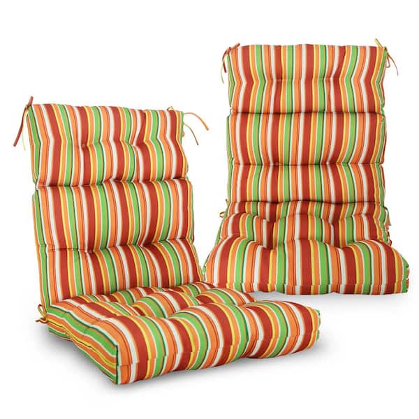 EAGLE PEAK 46 in. L x 22 in. W x 4 in. H Outdoor/Indoor High Back Patio Chair Cushion, Set of 2, Rainbow
