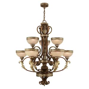 Seville 9 Light Palacial Bronze with Gilded Accents Chandelier