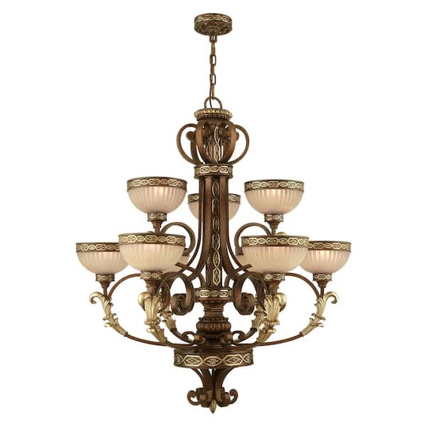 Seville 9 Light Palacial Bronze with Gilded Accents Chandelier