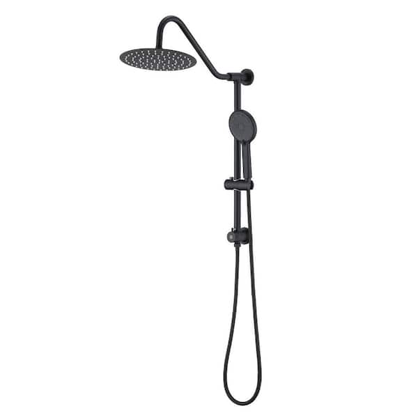 3-Spray Patterns Freestanding Round Dual Handheld Shower Head 1.8 GPM in Matte Black