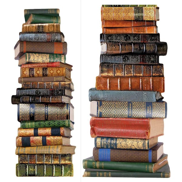Brewster 18 in. x 5 ft. 8 in. Book Stack Wall Decal