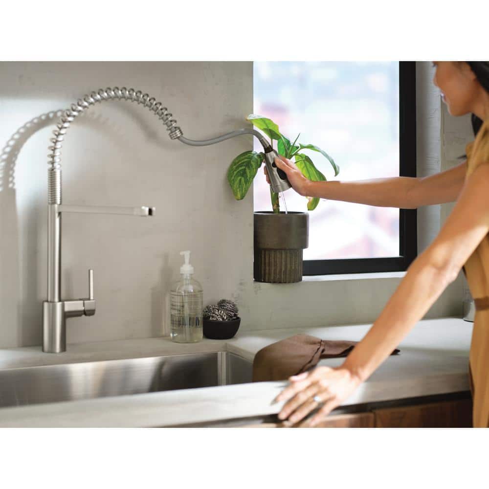 Stainless Steel Modern Pull-Down Kitchen Faucet with Spring Spout