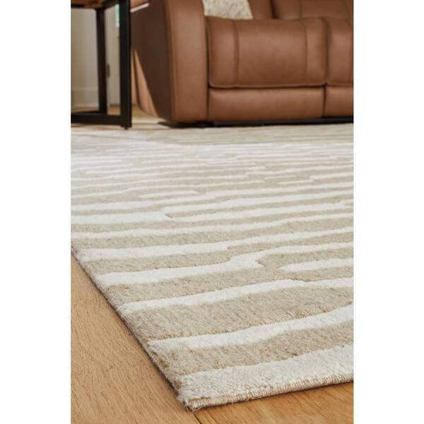Corrbell 5 ft. x 7 ft. Beige/White Abstract Area Rug