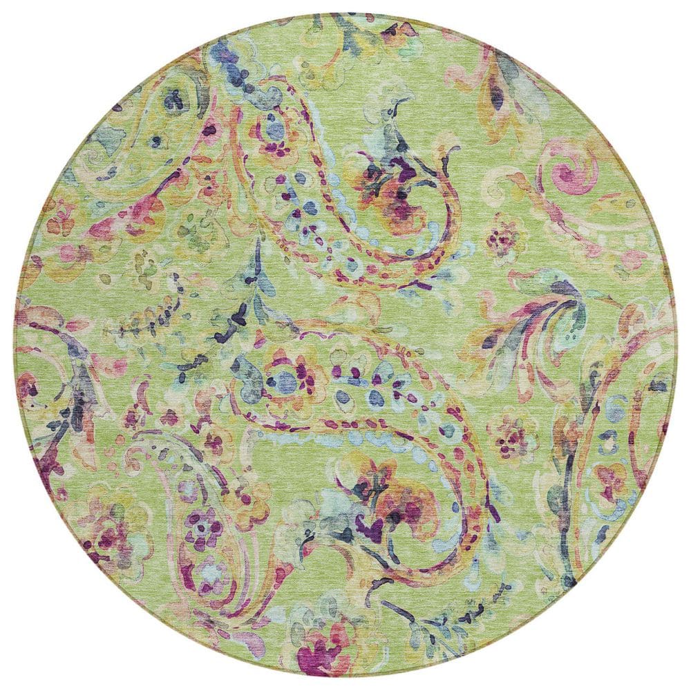 Chantille Machine Washable Indoor/Outdoor Abstract ACN834 Aloe 8 ft. x 8 ft. Area Rug price history on PriceWatchPro