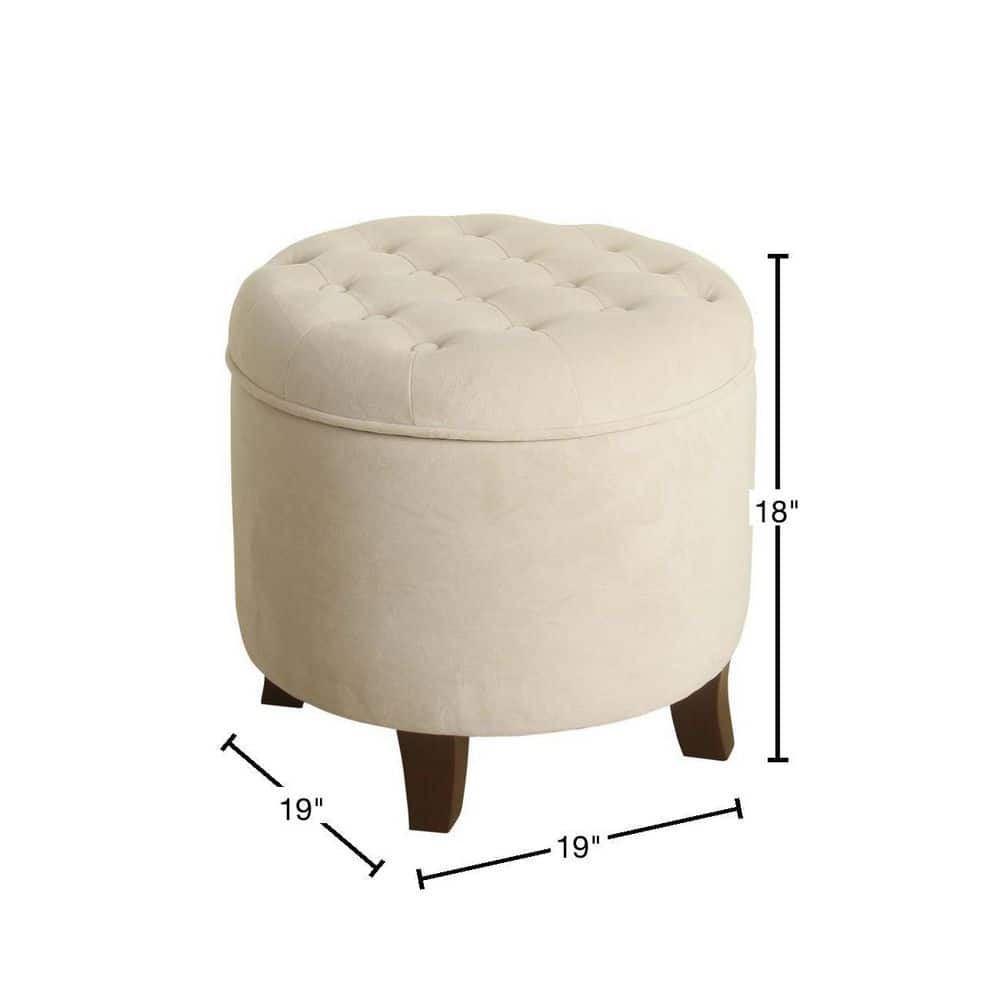 Rustic Brown Velvet Tufted Round Storage Ottoman