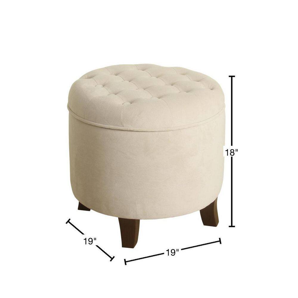 Rustic Brown Velvet Tufted Round Storage Ottoman