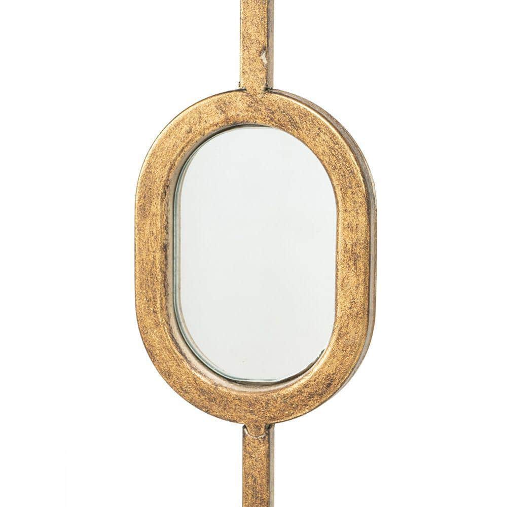 Vintage Gold Finish Iron Console Table with Mirrored Top, 40"