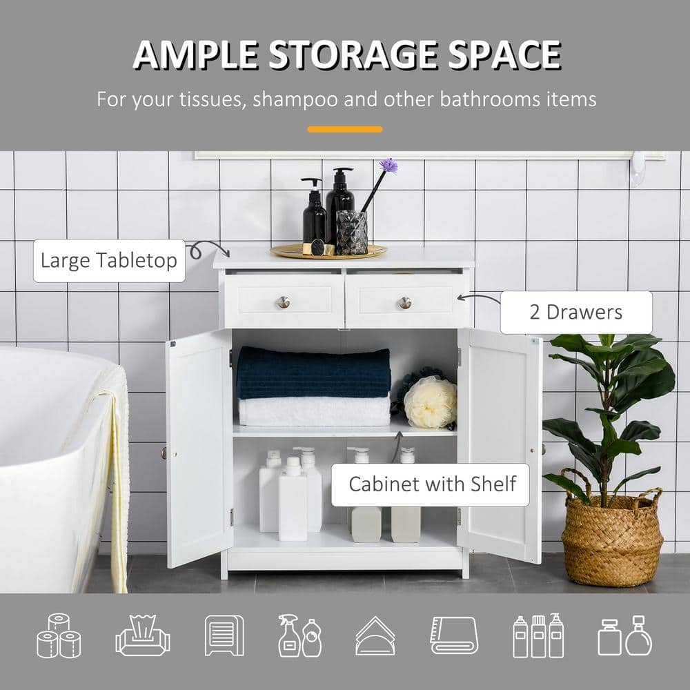 White MDF Freestanding Bathroom Cabinet with Adjustable Shelving
