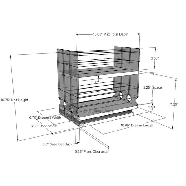 Vertical Spice 2-Shelf Cream Sliding Cabinet Mount Spice Rack (2-Pack) 2 x  22x2x11DC - The Home Depot