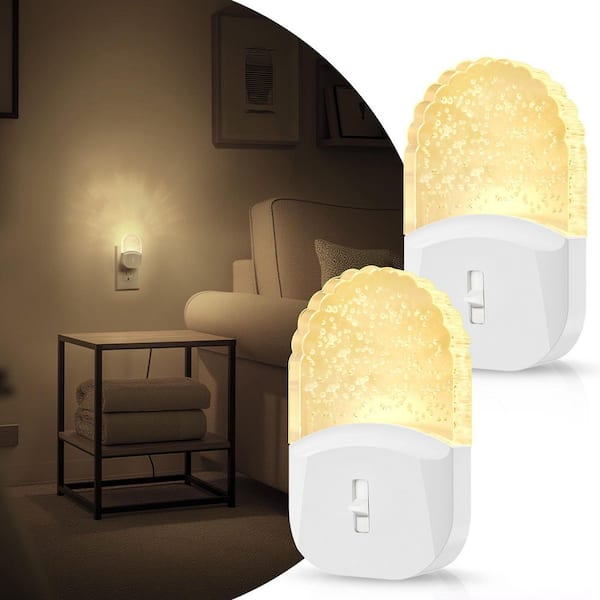 Bubble LED Plug-in Night Light, Dimmable 3000K Soft White, Dusk to Dawn Sensor, 2-Pack for Bedroom and Hallway