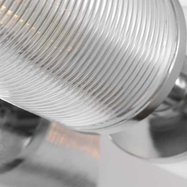 SCOTT LIVING - Sarita Medium 2-Light Chrome Wall Sconce with Clear Ribbed Glass Shades