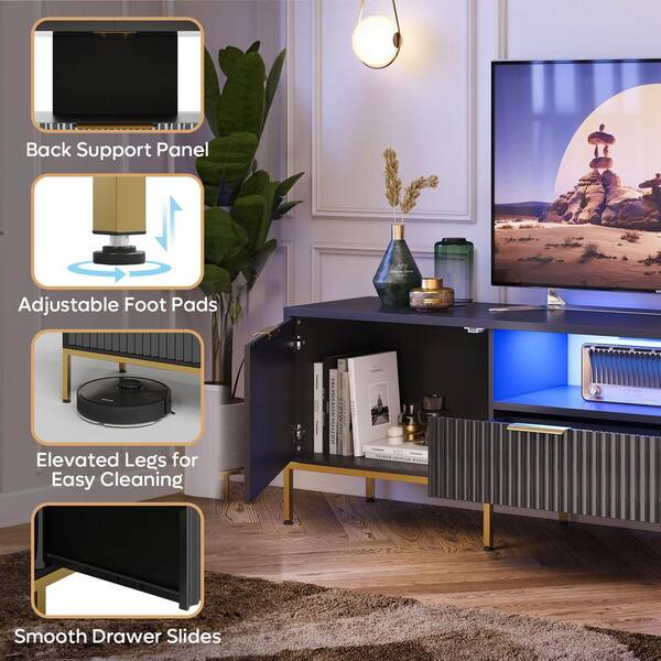 Bestier 70 in. Glossy Black TV Stand FIts TV's Up to 70 in