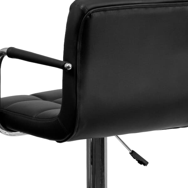 Flash Furniture Adjustable Height Black Cushioned Bar Stool