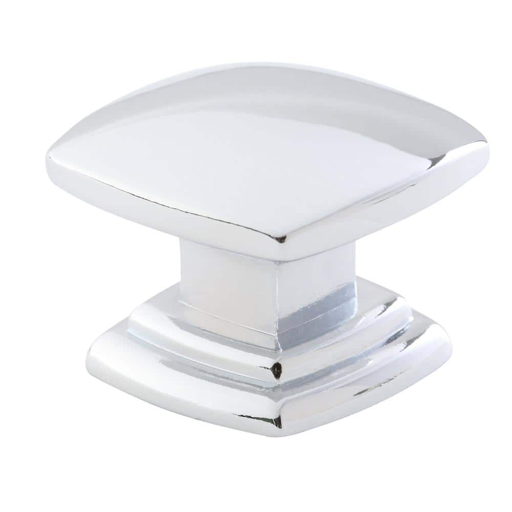 Chrome Square Modern Knob with Mounting Hardware