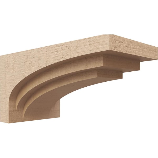 Ekena Millwork 8 in. x 8 in. x 16 in. Wide Rockford Rough Cedar Woodgrain TimberThane Corbel, Primed Tan