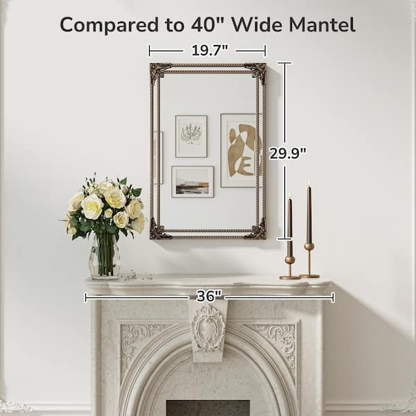 KeonJinn 20 in. H x 30 in. W Framed Rectangular Vintage Mirror