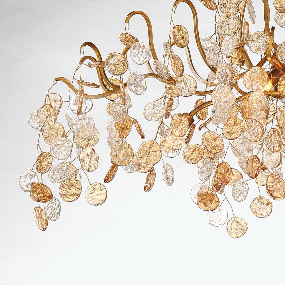 Campobasso Gold 7-Light Flush Mount with Amber Glass Accents