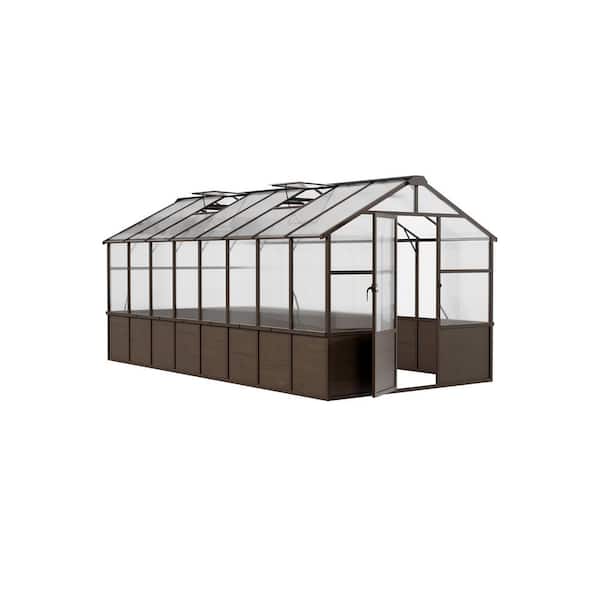VIWAT 8 ft. W x 16 ft. D Wooden Greenhouse with Lockable Door and
