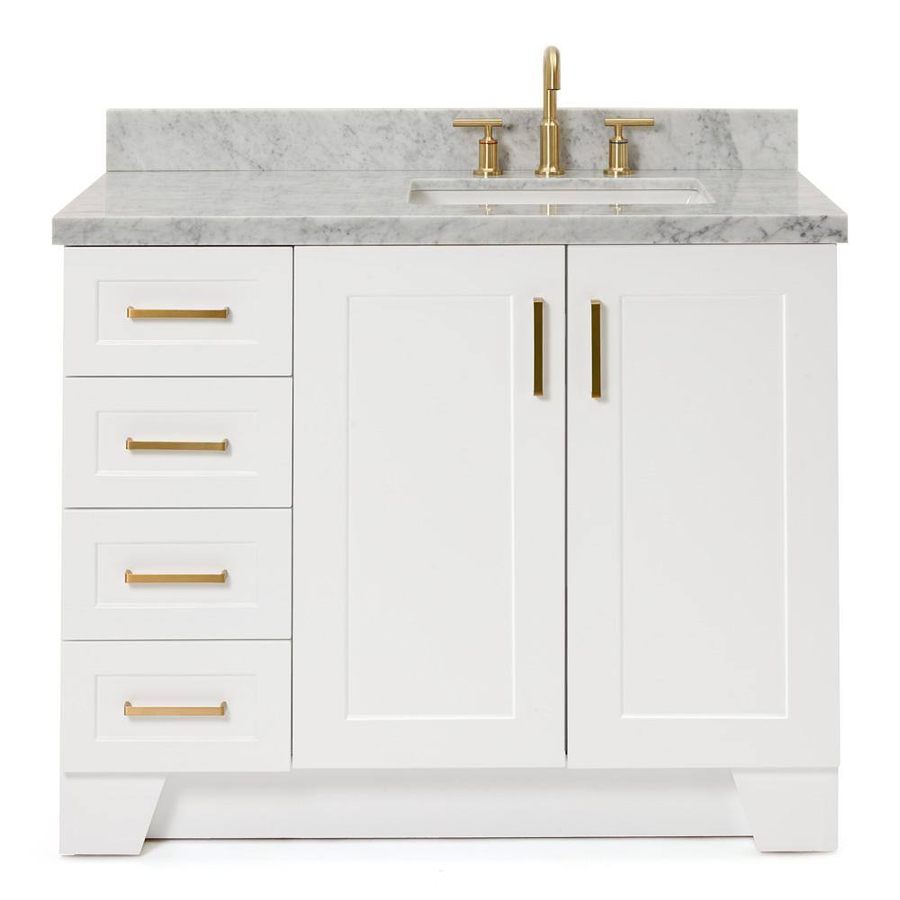 White 43" Single Sink Vanity with Marble Top