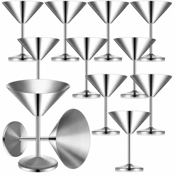 Stainless Steel Martini Glasses Set of 12, 8.5 oz Shatterproof 18/8 Mirror Polished Stemmed Cocktail 6WRFZJMK