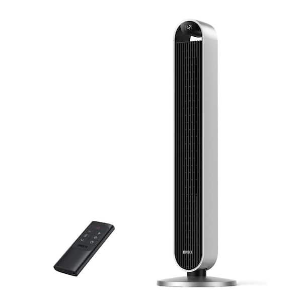 42in. Pilot Max S Smart Tower Fan w/ Remote,12-Speeds,DC Motor,120°Oscillation,12 H Timer, Wi-Fi Voice Control in Silver