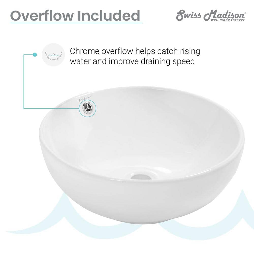 Sublime Round White Ceramic Above-Counter Vessel Sink