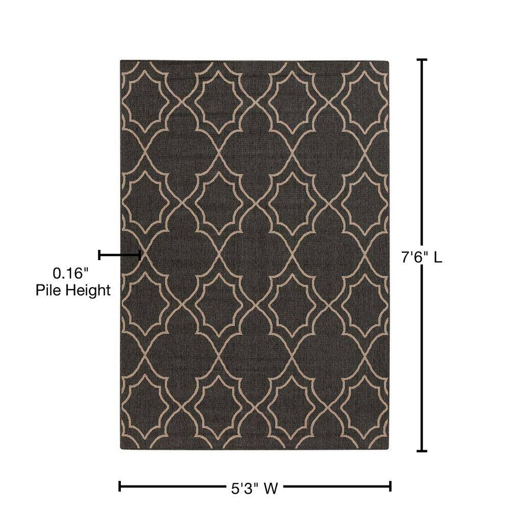Handmade Trellis Black Viscose 5' x 7' Stain-Resistant Rug