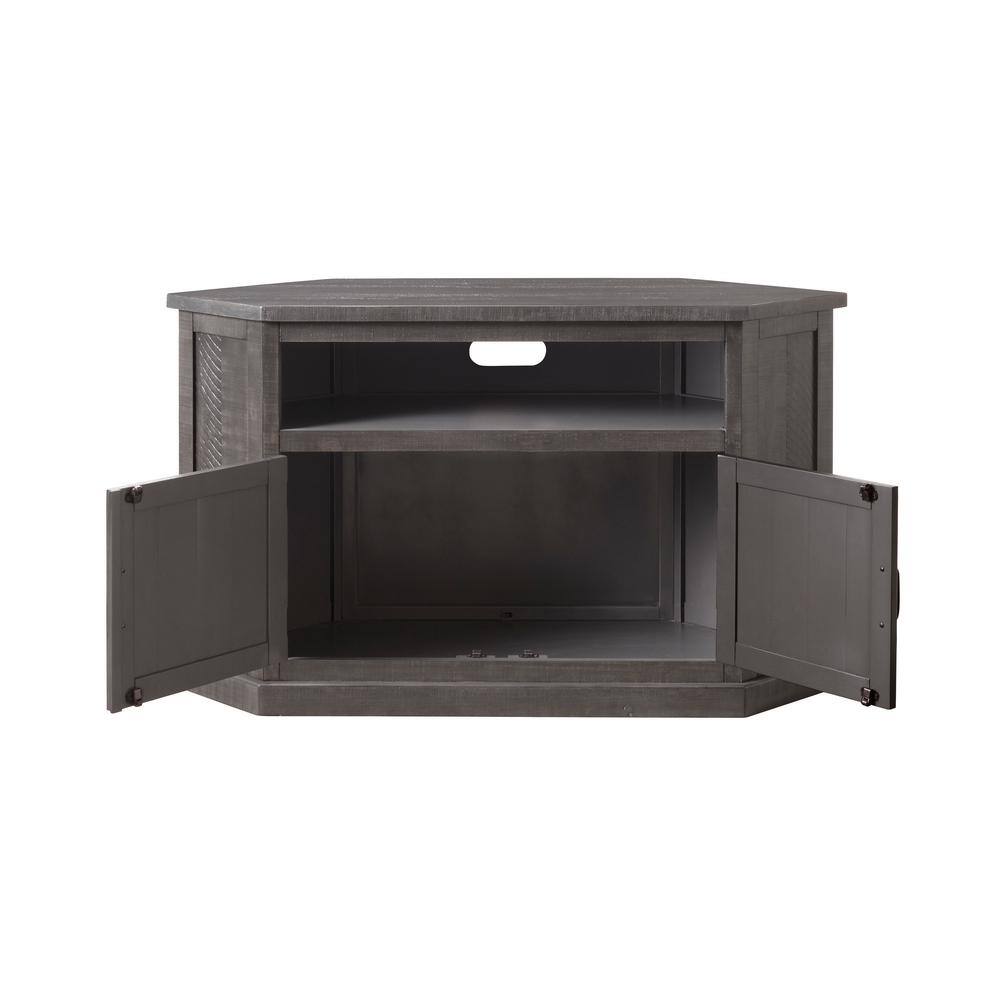 Gray 50" Solid Wood Corner TV Stand with Cabinet